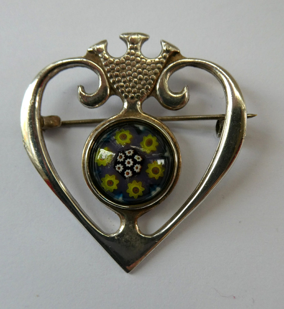 Vintage Scottish Caithness Millefiori Glass Brooch, outlet Sterling Silver, Edinburgh Hallmarked 1974, vintage silver glass brooch