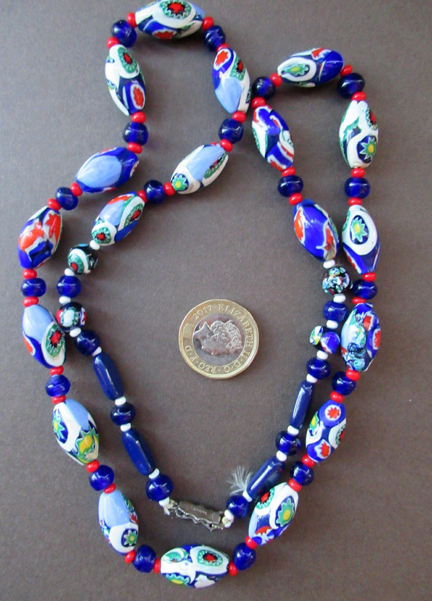 Vintage Millefiori Venetian Glass popular Bead Necklace