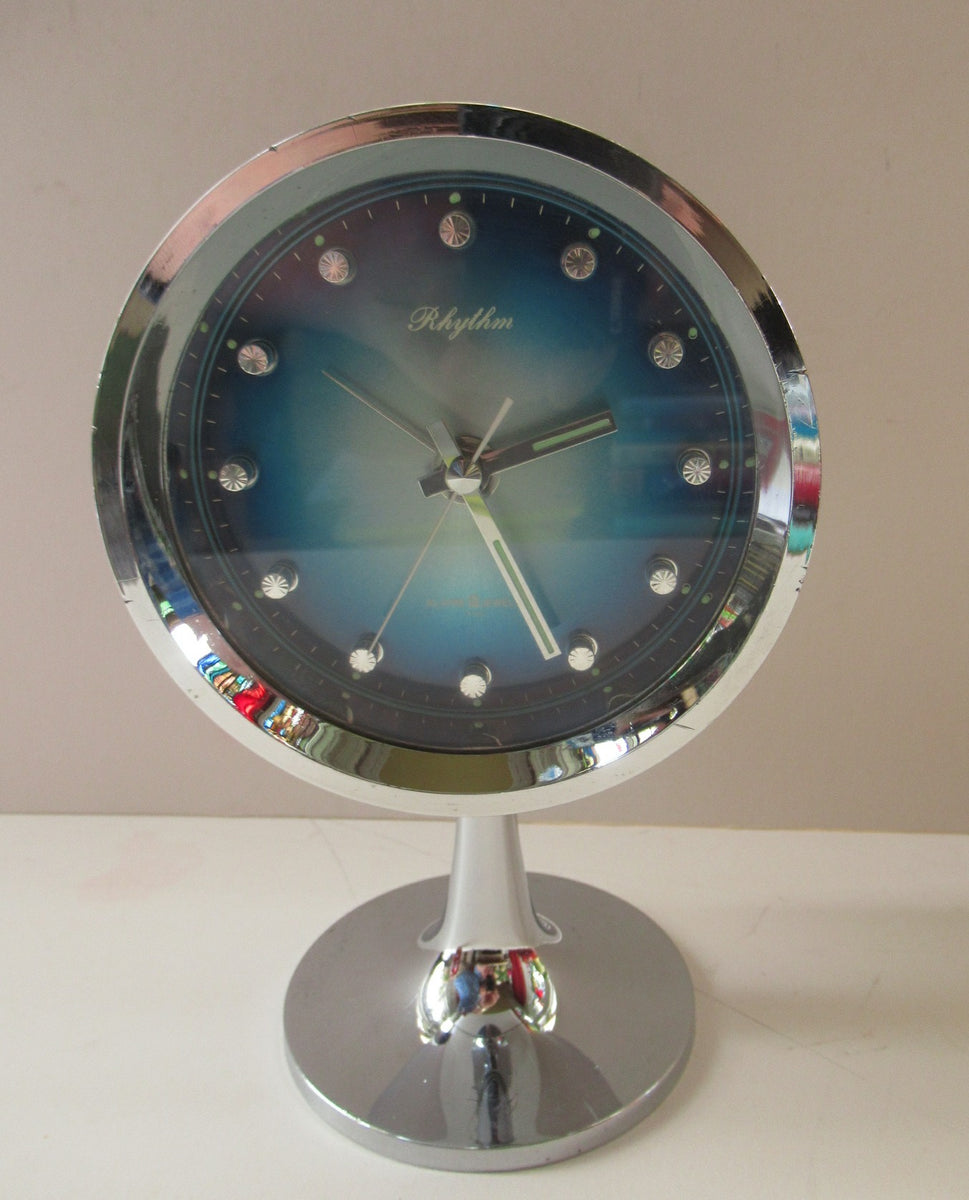 1960s SPACE AGE Japanese Rhythm TULIP Alarm Clock, with blue 