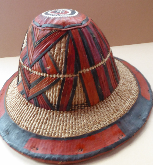 Vintage AFRICAN (Ghana) Woven Straw & Leather FULANI Hat with