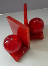 Load image into Gallery viewer, 1970s Scottish Shattaline Crushed Plastic Ball Bookends Red
