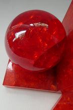 Load image into Gallery viewer, 1970s Scottish Shattaline Crushed Plastic Ball Bookends Red
