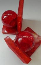 Load image into Gallery viewer, 1970s Scottish Shattaline Crushed Plastic Ball Bookends Red
