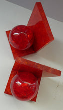 Load image into Gallery viewer, 1970s Scottish Shattaline Crushed Plastic Ball Bookends Red
