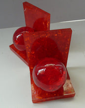 Load image into Gallery viewer, 1970s Scottish Shattaline Crushed Plastic Ball Bookends Red
