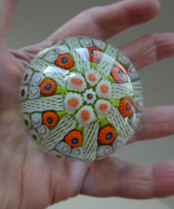 Strathearn Millefiori Canes and Latticino Eight Spoke Paperweight