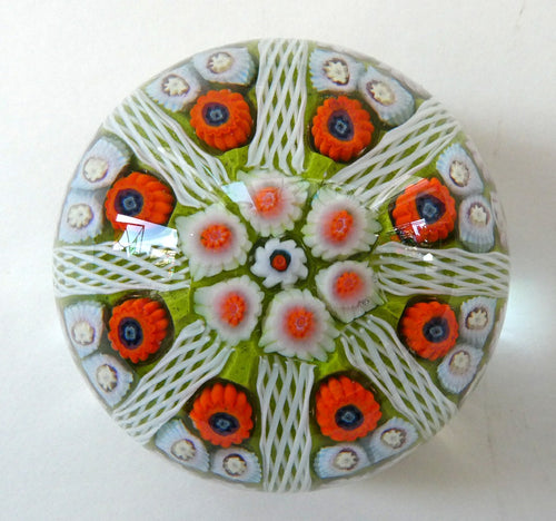 Strathearn Millefiori Canes and Latticino Eight Spoke Paperweight