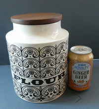 Load image into Gallery viewer, LARGE Vintage 1960s HORNSEA POTTERY Lidded Flour Canister. Stylish C-Scroll Pattern
