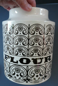 LARGE Vintage 1960s HORNSEA POTTERY Lidded Flour Canister. Stylish C-Scroll Pattern