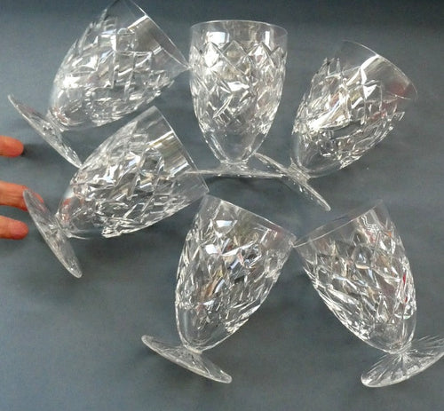 Unusual Vintage SET OF SIX Fine Lead Crystal Large JUICE GLASSES, possibly Webb Corbett