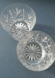 PAIR of Edinburgh Crystal Large Old Fashioned Whisky Tumblers. LOMOND PATTERN 3 1/4 inches