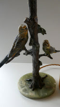 Load image into Gallery viewer, 1920s AUSTRIAN Bronze Table Lamp in the Form of a Tree with Cold Painted Budgerigars. Nice Green Onyx Base
