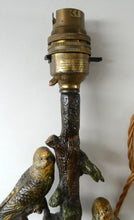 Load image into Gallery viewer, 1920s AUSTRIAN Bronze Table Lamp in the Form of a Tree with Cold Painted Budgerigars. Nice Green Onyx Base
