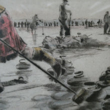 Load image into Gallery viewer, SCOTTISH ART. Lively Colour Etching Entitled &quot;Curling Competition&quot; by Henry Wilkinson (1921 - 2011). SIGNED
