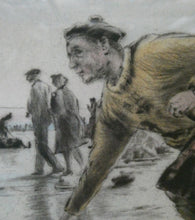 Load image into Gallery viewer, SCOTTISH ART. Lively Colour Etching Entitled &quot;Curling Competition&quot; by Henry Wilkinson (1921 - 2011). SIGNED
