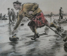 Load image into Gallery viewer, SCOTTISH ART. Lively Colour Etching Entitled &quot;Curling Competition&quot; by Henry Wilkinson (1921 - 2011). SIGNED
