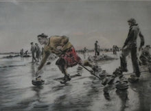 Load image into Gallery viewer, SCOTTISH ART. Lively Colour Etching Entitled &quot;Curling Competition&quot; by Henry Wilkinson (1921 - 2011). SIGNED
