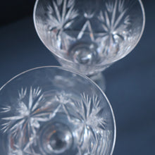 Load image into Gallery viewer, SET OF SIX Vintage Edinburgh Crystal HOCK Wine Glasses. STAR OF EDINBURGH Pattern: 6 1/4 inches
