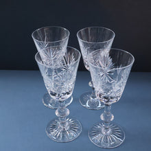 Load image into Gallery viewer, SET OF SIX Vintage Edinburgh Crystal HOCK Wine Glasses. STAR OF EDINBURGH Pattern: 6 1/4 inches
