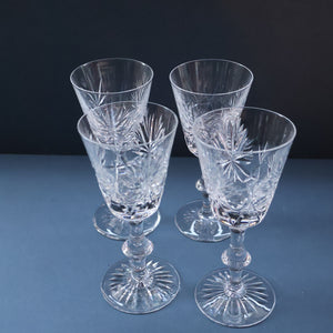 SET OF SIX Vintage Edinburgh Crystal HOCK Wine Glasses. STAR OF EDINBURGH Pattern: 6 1/4 inches