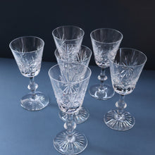 Load image into Gallery viewer, SET OF SIX Vintage Edinburgh Crystal HOCK Wine Glasses. STAR OF EDINBURGH Pattern: 6 1/4 inches
