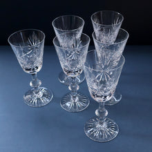 Load image into Gallery viewer, SET OF SIX Vintage Edinburgh Crystal HOCK Wine Glasses. STAR OF EDINBURGH Pattern: 6 1/4 inches
