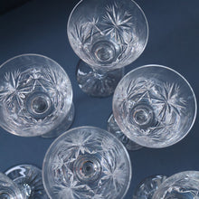 Load image into Gallery viewer, SET OF SIX Vintage Edinburgh Crystal HOCK Wine Glasses. STAR OF EDINBURGH Pattern: 6 1/4 inches
