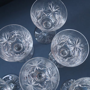 SET OF SIX Vintage Edinburgh Crystal HOCK Wine Glasses. STAR OF EDINBURGH Pattern: 6 1/4 inches