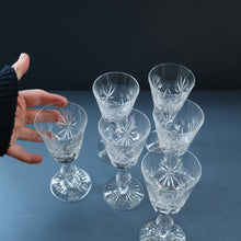 Load image into Gallery viewer, SET OF SIX Vintage Edinburgh Crystal HOCK Wine Glasses. STAR OF EDINBURGH Pattern: 6 1/4 inches
