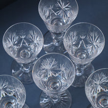 Load image into Gallery viewer, SET OF SIX Vintage Edinburgh Crystal HOCK Wine Glasses. STAR OF EDINBURGH Pattern: 6 1/4 inches
