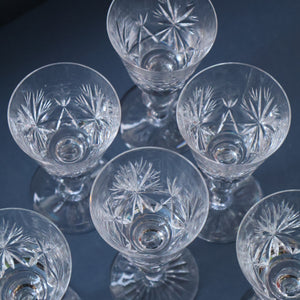 SET OF SIX Vintage Edinburgh Crystal HOCK Wine Glasses. STAR OF EDINBURGH Pattern: 6 1/4 inches