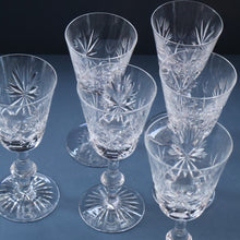 Load image into Gallery viewer, SET OF SIX Vintage Edinburgh Crystal HOCK Wine Glasses. STAR OF EDINBURGH Pattern: 6 1/4 inches
