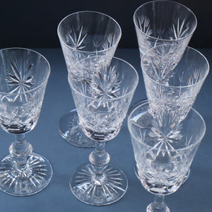 SET OF SIX Vintage Edinburgh Crystal HOCK Wine Glasses. STAR OF EDINBURGH Pattern: 6 1/4 inches