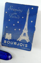 Load image into Gallery viewer, 1930s ART DECO Bourjois &quot;Evening In Paris&quot; Miniature Perfume Bottle (Boxed). and Face Powder Box (Unused) and Fancy Long Bottle
