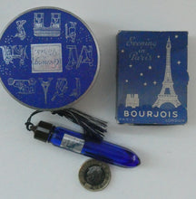 Load image into Gallery viewer, 1930s ART DECO Bourjois &quot;Evening In Paris&quot; Miniature Perfume Bottle (Boxed). and Face Powder Box (Unused) and Fancy Long Bottle
