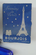 Load image into Gallery viewer, 1930s ART DECO Bourjois &quot;Evening In Paris&quot; Miniature Perfume Bottle (Boxed). and Face Powder Box (Unused) and Fancy Long Bottle
