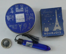 Load image into Gallery viewer, 1930s ART DECO Bourjois &quot;Evening In Paris&quot; Miniature Perfume Bottle (Boxed). and Face Powder Box (Unused) and Fancy Long Bottle
