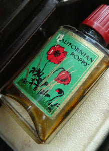 1930s ART DECO Miniature Californian Poppy Perfume Bottle in Grand Piano Box. ATKINSON'S, LONDON