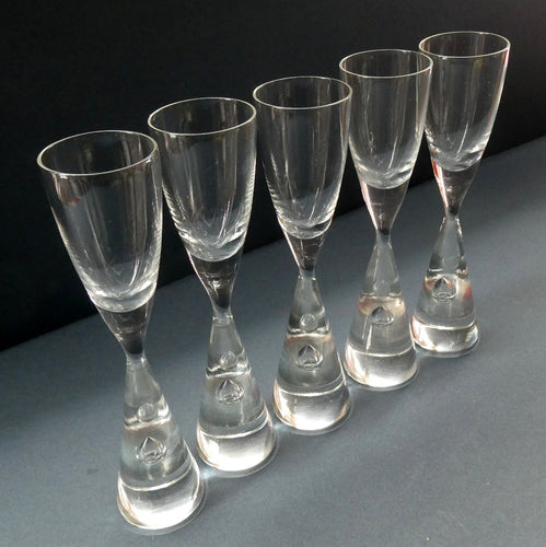 1950s HOLMEGAARD Princess Schnapps Glasses with Internal Bubble