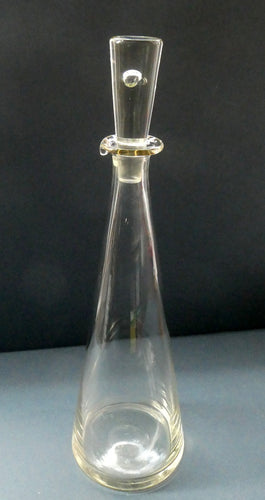 1950s HOLMEGAARD Princess Tall Conical Decanter with Internal Bubble in Stopper