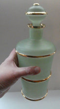 Load image into Gallery viewer, Stylish 1950s LAEKEN CRISTAL Green Frosted Glass &amp; Gold Decanter with Six Small Tumblers: Made in Belgium
