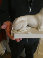 Load image into Gallery viewer, LARGE and Beautifully Modelled Antique Parian Model of a Reclining Greyhound. 11 1/2 inches
