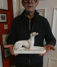 Load image into Gallery viewer, LARGE and Beautifully Modelled Antique Parian Model of a Reclining Greyhound. 11 1/2 inches
