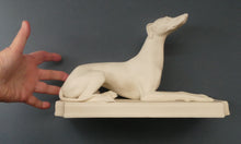 Load image into Gallery viewer, LARGE and Beautifully Modelled Antique Parian Model of a Reclining Greyhound. 11 1/2 inches
