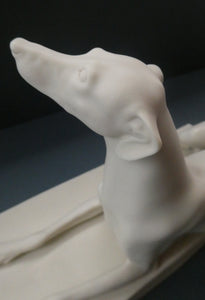 LARGE and Beautifully Modelled Antique Parian Model of a Reclining Greyhound. 11 1/2 inches