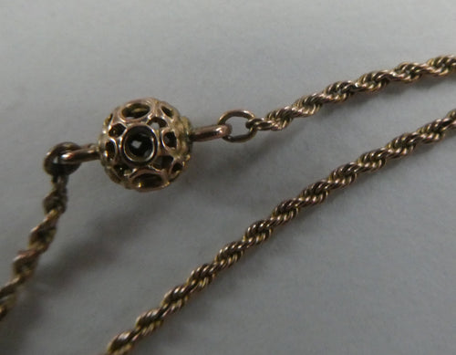 Long Fancy Guard or Muff Chain with Gold Ball Inclusions. 14 Carat Gold. Weight 11 grams