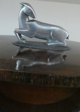 Load image into Gallery viewer, Unusual 1930s ART DECO Wooden Box with Hinged Lid. Metal Deer Sculpture on Lid (in the manner of Just Andersen)
