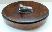 Load image into Gallery viewer, Unusual 1930s ART DECO Wooden Box with Hinged Lid. Metal Deer Sculpture on Lid (in the manner of Just Andersen)
