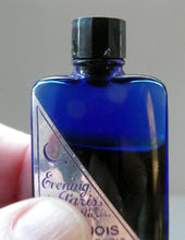 Load image into Gallery viewer, 1930s ART DECO Bourjois &quot;Evening In Paris&quot; Perfume Bottle in Bakelite Blue Clam Shell Box
