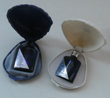 Load image into Gallery viewer, 1930s ART DECO Bourjois &quot;Evening In Paris&quot; Perfume Bottle in Bakelite Blue Clam Shell Box
